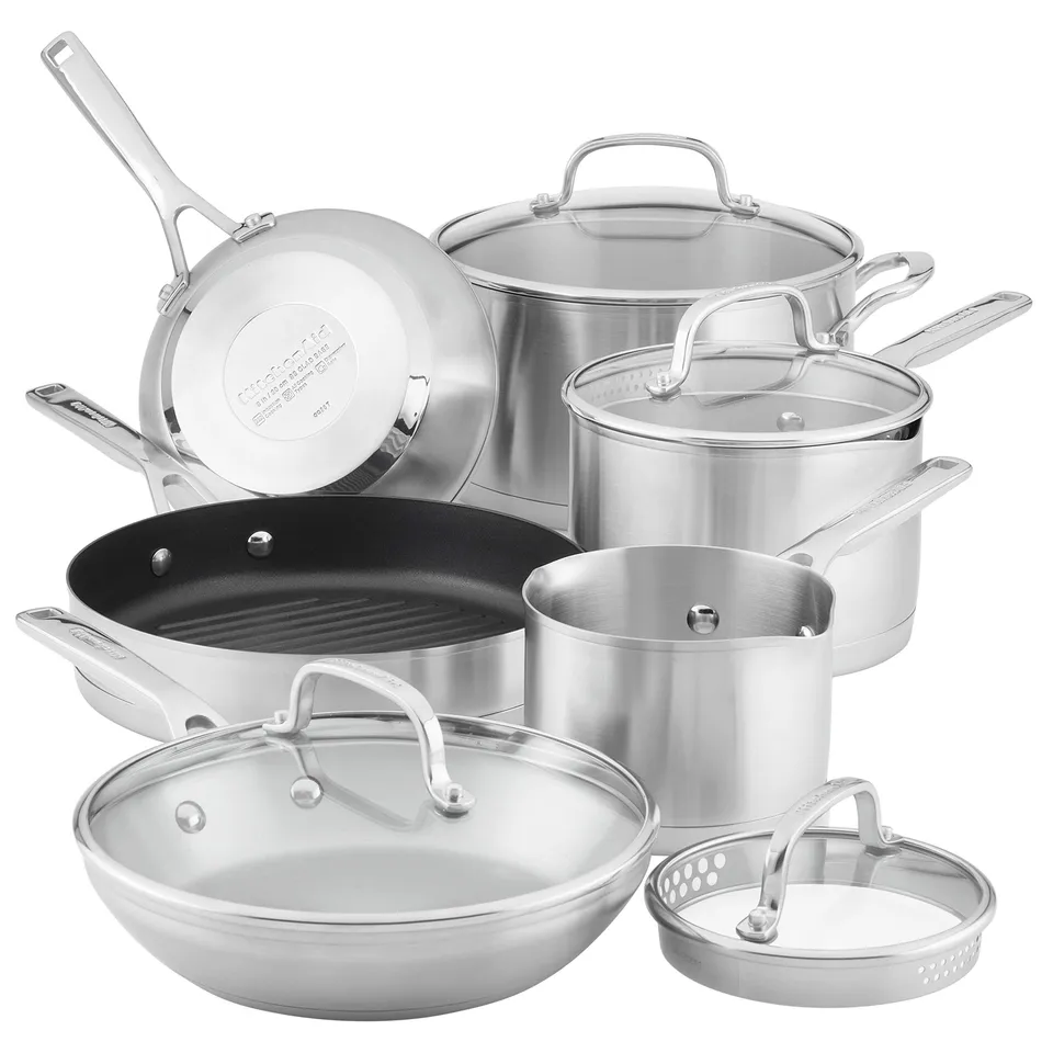 kitchenaid-stainless-steel-3-ply-base-cookware-set-10-piece-induction-compatible image 1