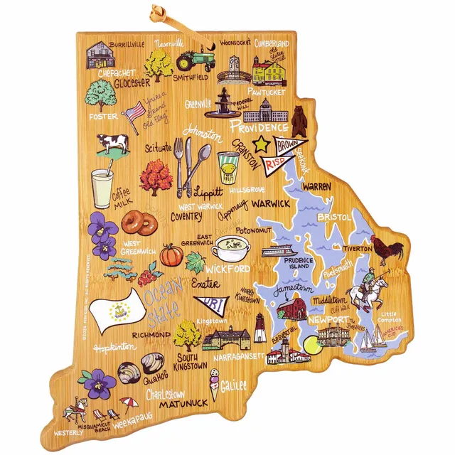 totally-bamboo-rhode-island-state-shaped-cutting-board-with-artwork-by-fish-kiss image 1