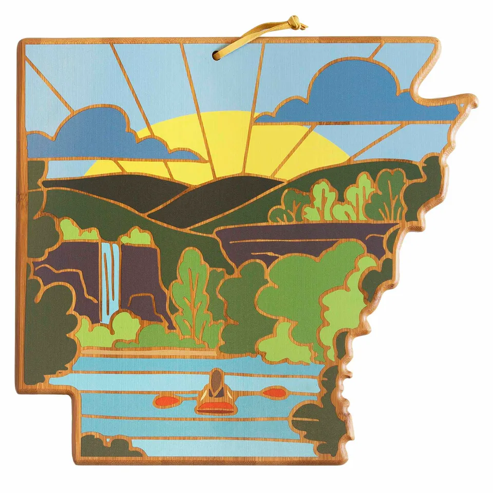 totally-bamboo-arkansas-state-shaped-cutting-board-with-artwork-by-summer-stokes image 1