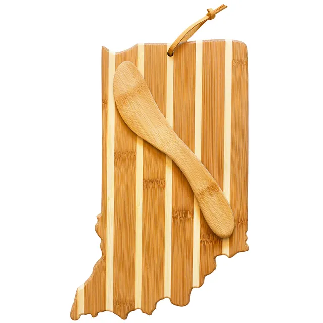 totally-bamboo-indiana-serving-board-with-spreader-knife-gift-set-state-shaped-b image 1