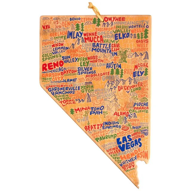 totally-bamboo-nevada-state-shaped-cutting-board-with-wander-on-words-artwork image 1