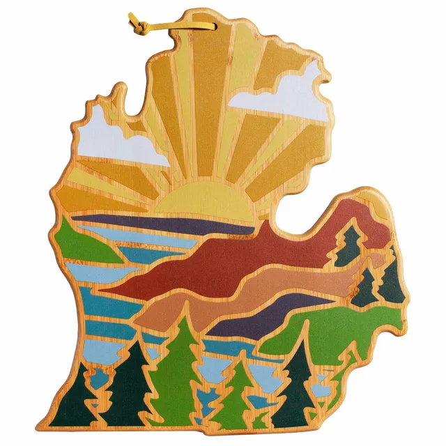 totally-bamboo-michigan-mitten-cutting-board-with-artwork-by-summer-stokes image 1
