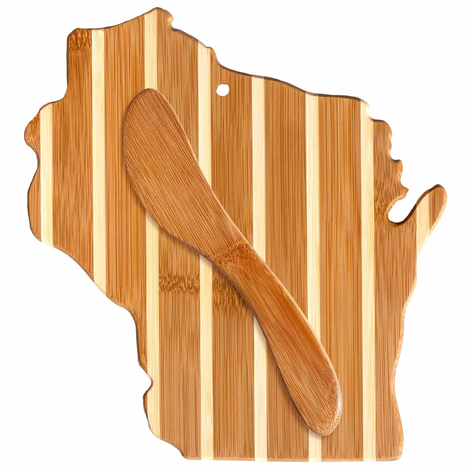 totally-bamboo-wisconsin-serving-board-with-spreader-knife-gift-set image 1