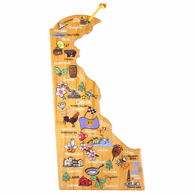 totally-bamboo-delaware-state-shaped-cutting-board-with-artwork-by-fish-kiss image 1