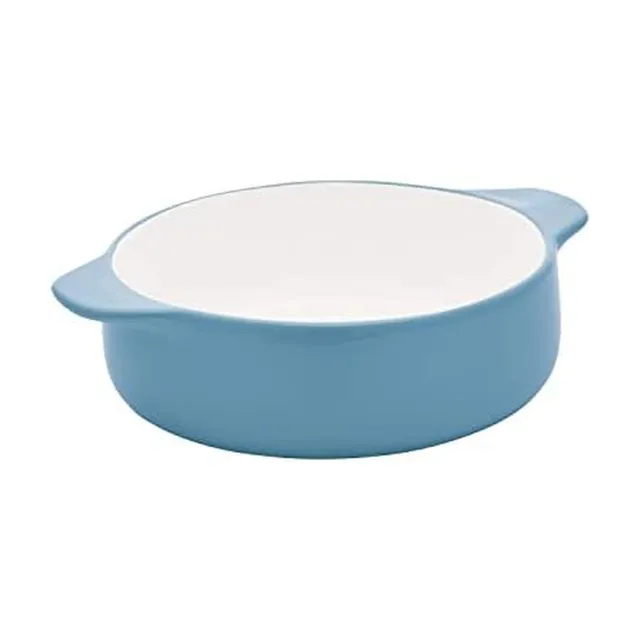 kitchenaid-vitrified-stoneware-round-casserole-baker-2-25-quart-blue-velvet image 1