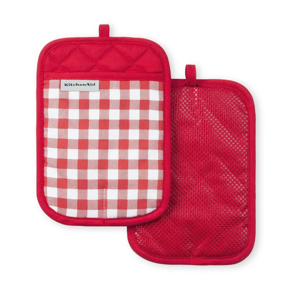 kitchenaid-gingham-pot-holder-2-pack-set-passion-red-7-x10 image 1