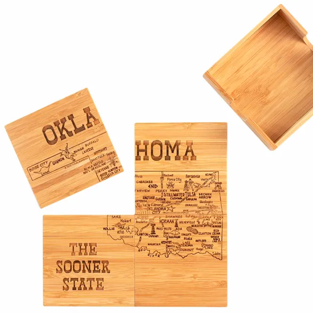 totally-bamboo-4-piece-oklahoma-puzzle-coaster-set-with-case image 1