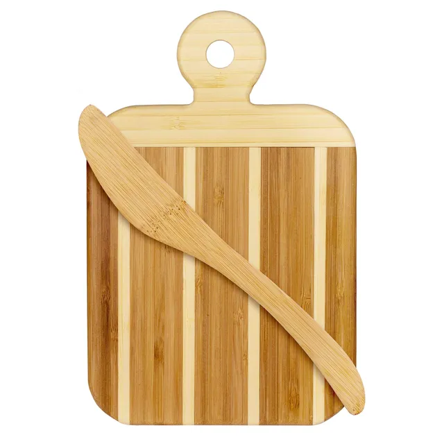 totally-bamboo-striped-paddle-serving-and-cutting-board-and-spreader-knife-gift- image 1
