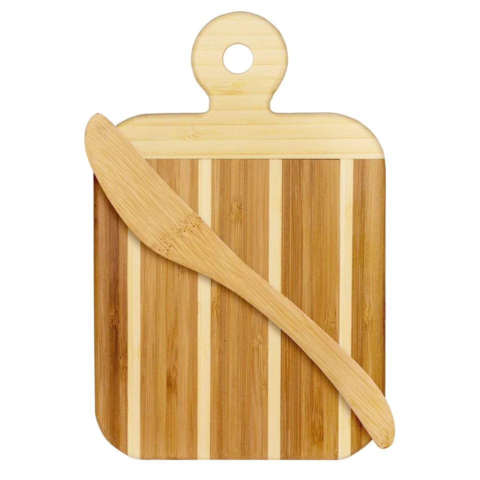 totally-bamboo-striped-paddle-serving-and-cutting-board-and-spreader-knife-gift- image 1
