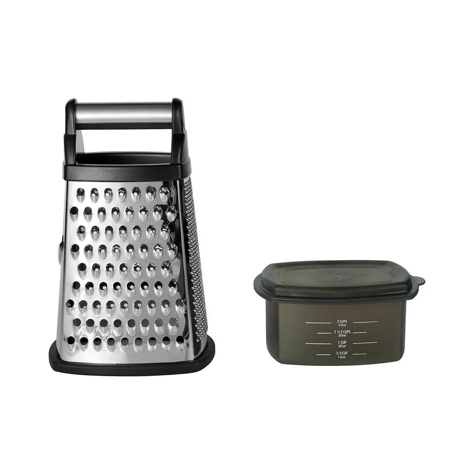kitchenaid-gourmet-box-grater-with-detachable-measuring-container-and-lid-stainl image 1