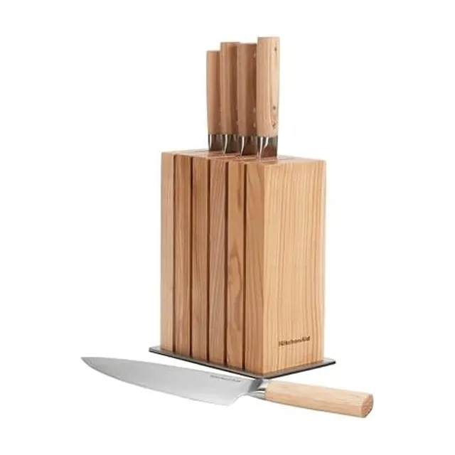 kitchenaid-6-piece-ashwood-forged-knife-block-set-with-aus-10-damascus-steel-bla image 1