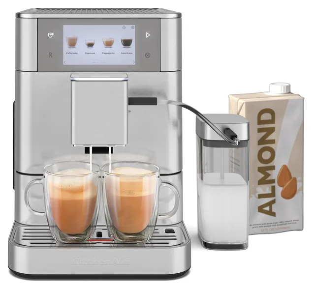 kitchenaid-fully-automatic-espresso-machine-kf8-with-milk-attachment-plant-based image 1