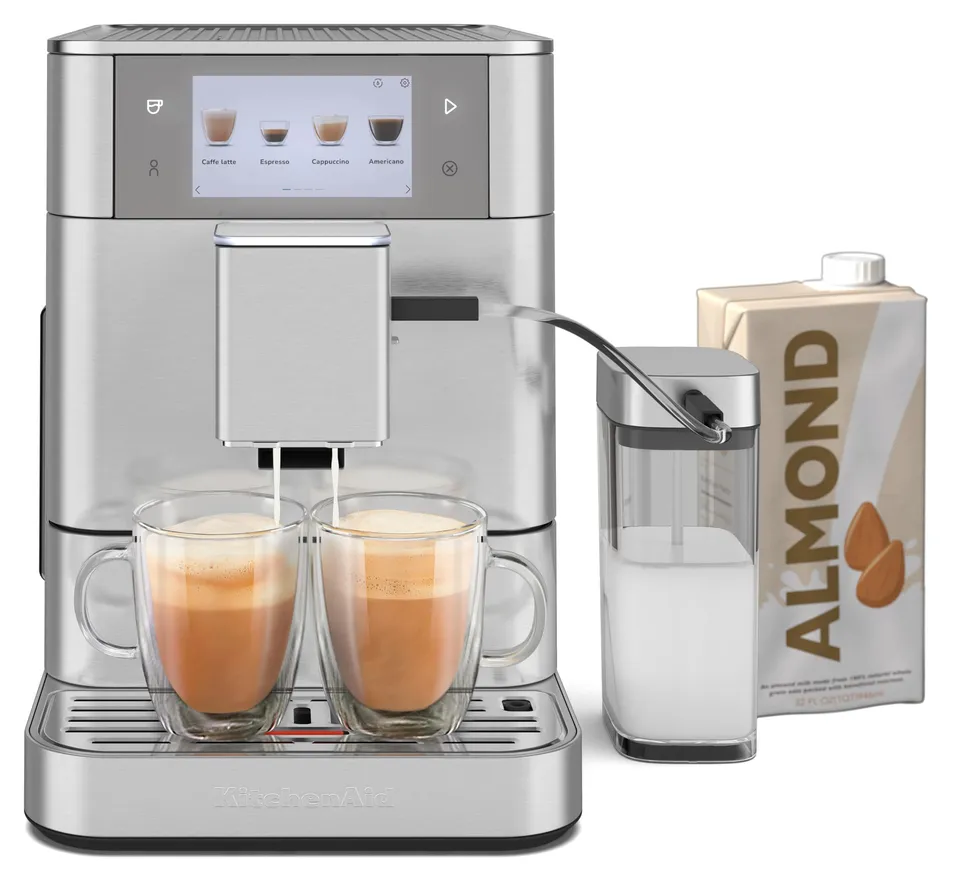 kitchenaid-fully-automatic-espresso-machine-kf8-with-milk-attachment-plant-based image 1