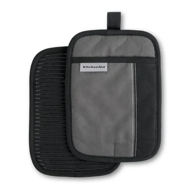 kitchenaid-beacon-two-tone-pot-holder-2-pack-contour-silver-matte-black-7-x10 image 1