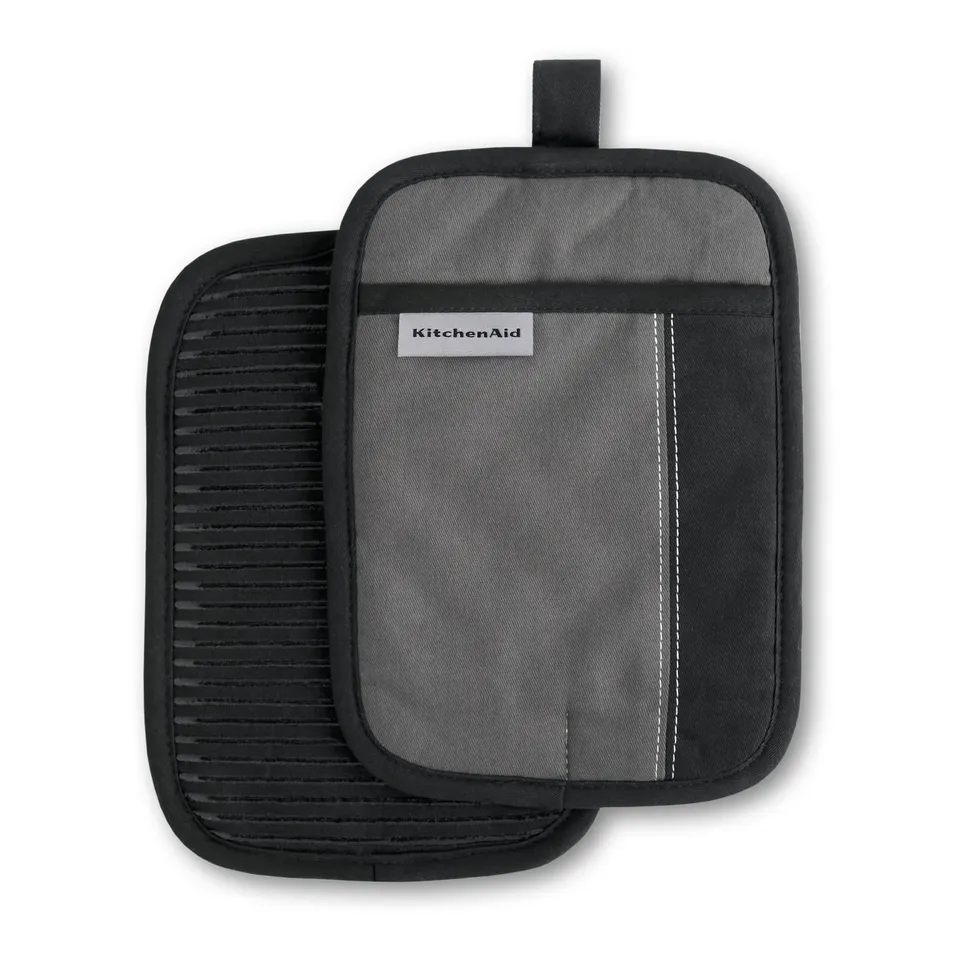 kitchenaid-beacon-two-tone-pot-holder-2-pack-contour-silver-matte-black-7-x10 image 1