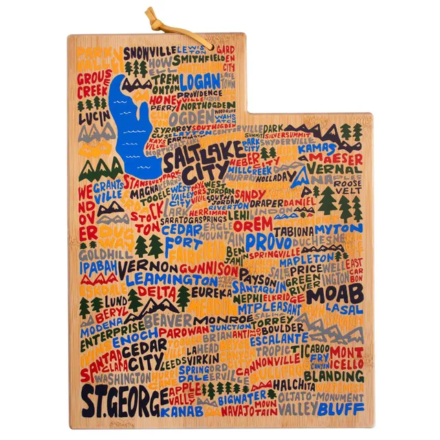 totally-bamboo-utah-cutting-board-with-artwork-by-wander-on-words image 1
