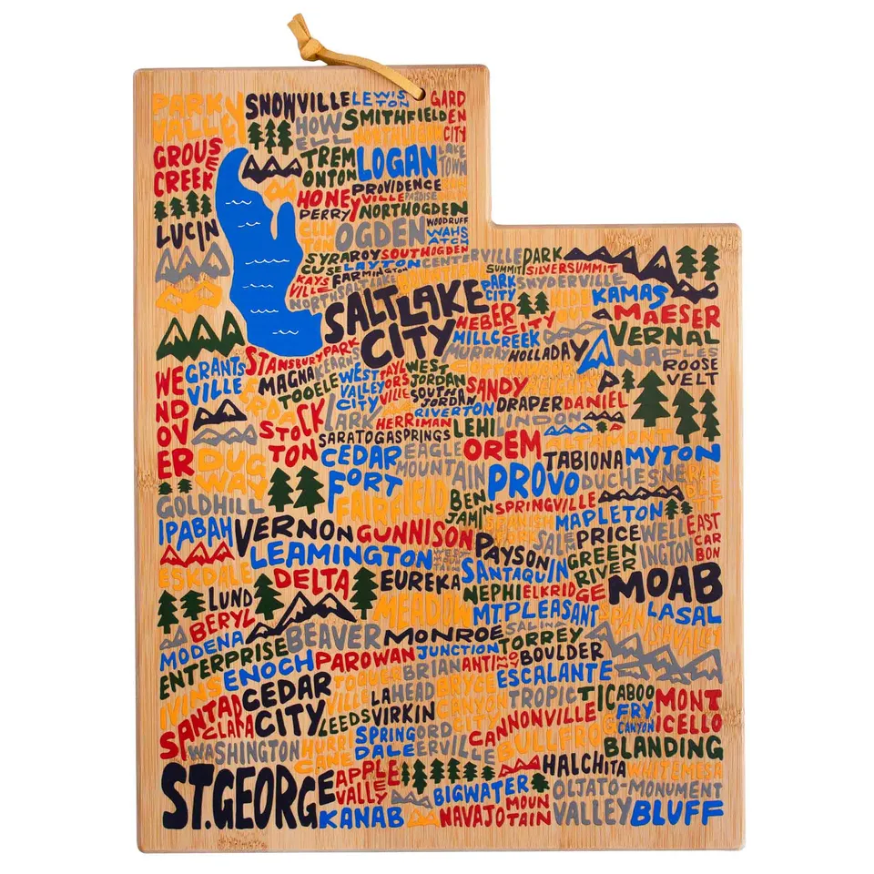 totally-bamboo-utah-cutting-board-with-artwork-by-wander-on-words image 1