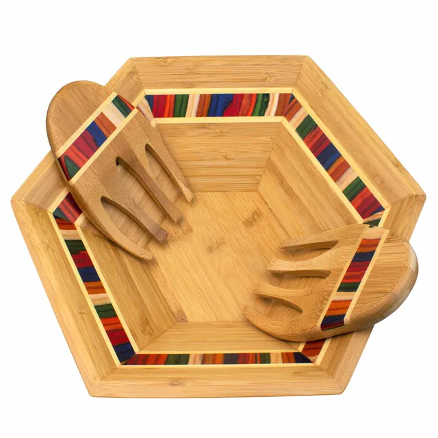 baltique-marrakesh-collection-salad-bowl-salad-hands-set-14-bamboo-bowl-with-bir image 1