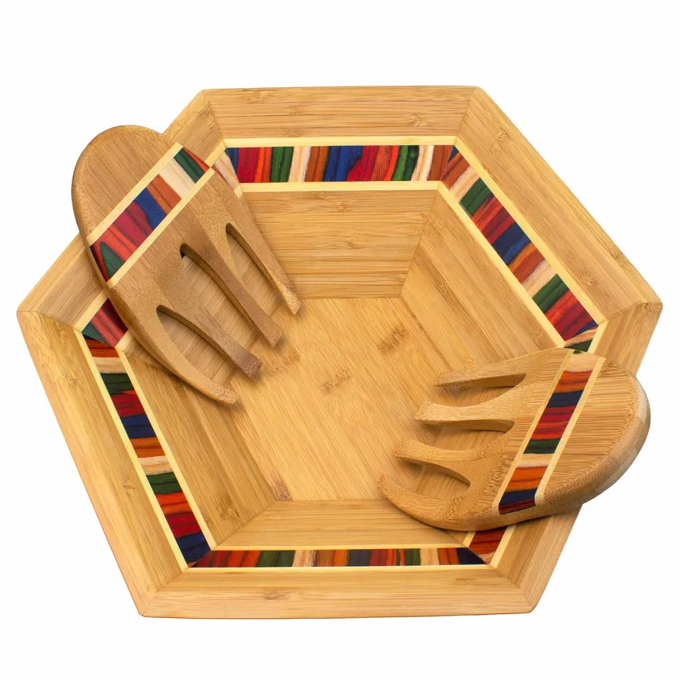 baltique-marrakesh-collection-salad-bowl-salad-hands-set-14-bamboo-bowl-with-bir image 1