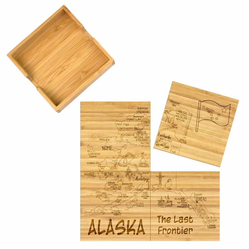 totally-bamboo-4-piece-alaska-puzzle-coaster-set-with-case image 1