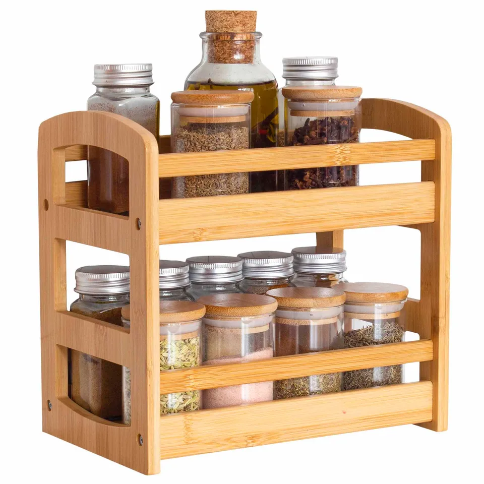 totally-bamboo-2-tier-spice-rack-bamboo-countertop-organizer image 1