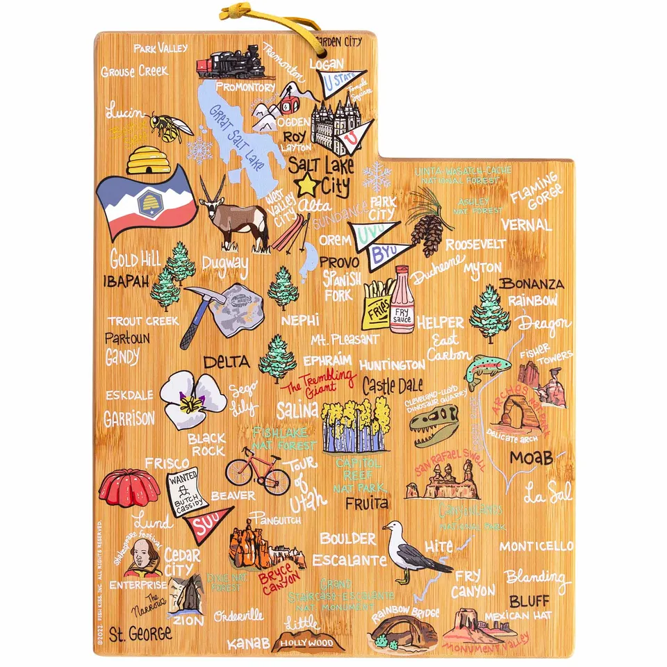 totally-bamboo-utah-cutting-board-with-artwork-by-fish-kiss image 1