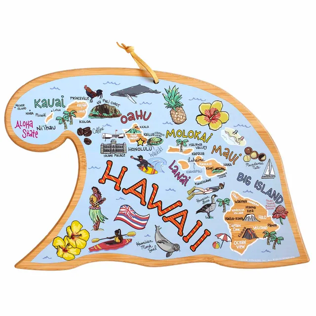 totally-bamboo-hawaiian-islands-fish-kiss-cutting-board-with-artwork image 1