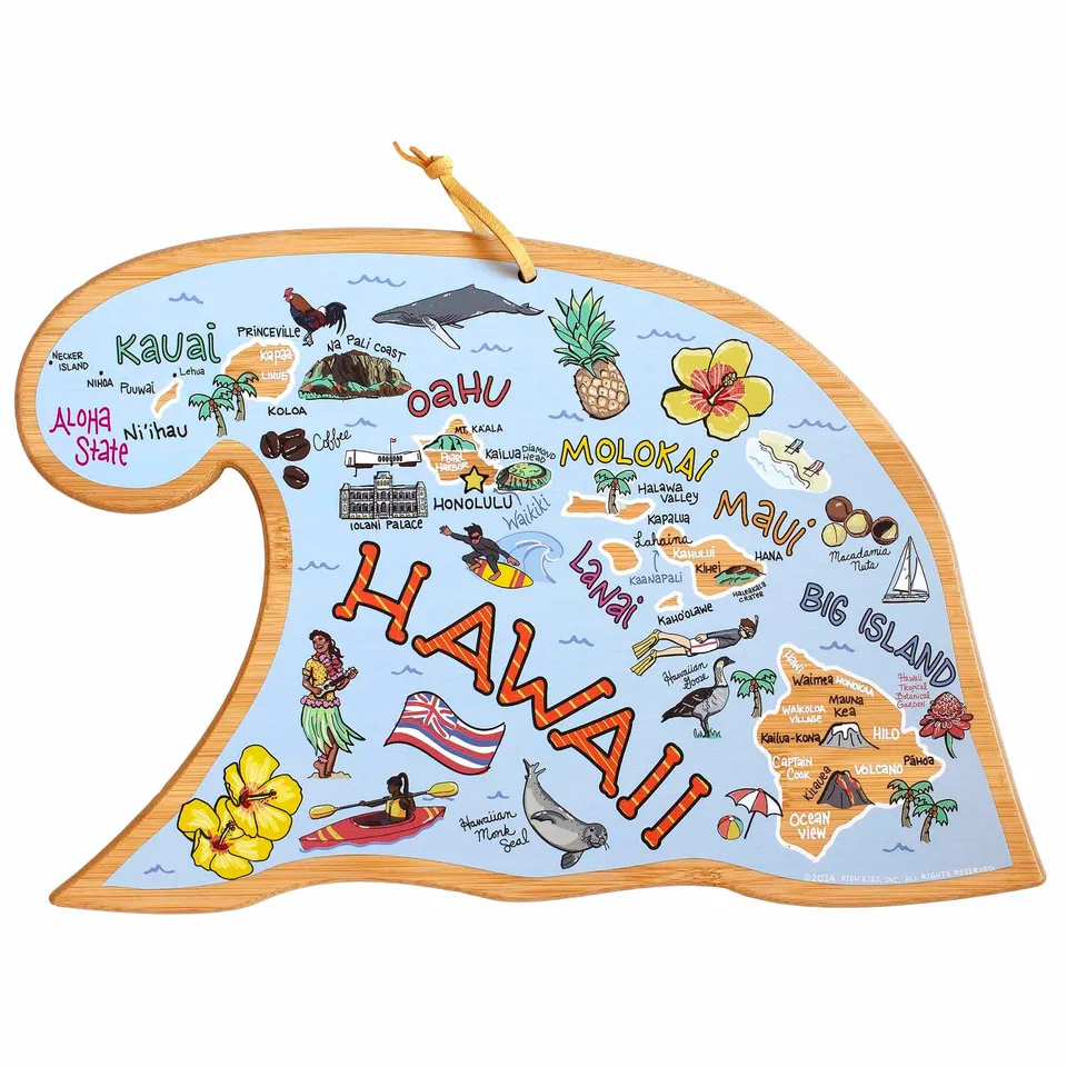 totally-bamboo-hawaiian-islands-fish-kiss-cutting-board-with-artwork image 1