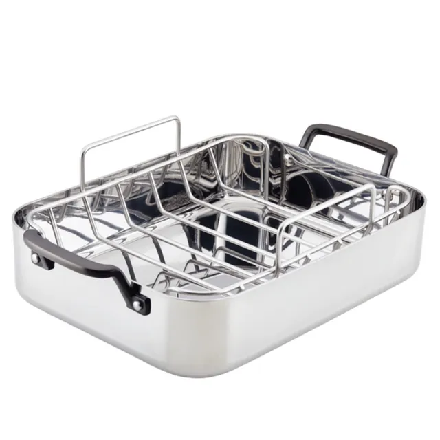 kitchenaid-5-ply-clad-stainless-steel-roaster-with-removable-rack-15-x-11-5-poli image 1