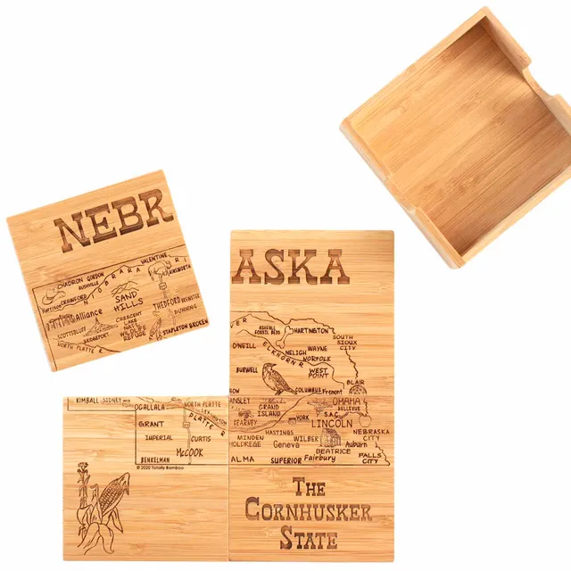 totally-bamboo-4-piece-nebraska-puzzle-coaster-set-with-case image 1
