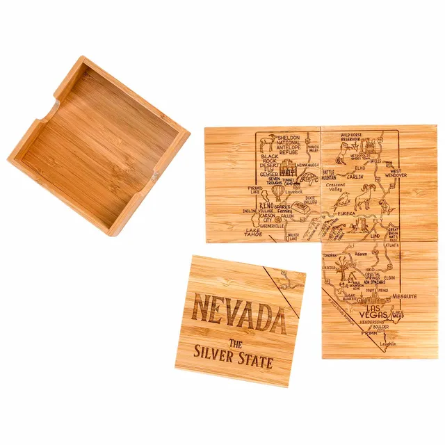 totally-bamboo-4-piece-nevada-puzzle-coaster-set-with-bamboo-case-laser-engraved image 1