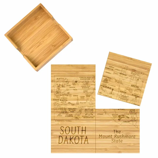 totally-bamboo-south-dakota-puzzle-coaster-set-with-case-4-piece image 1