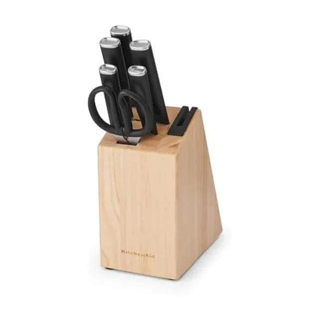 kitchenaid-classic-7-piece-natural-knife-block-set-with-built-in-sharpener-japan image 1
