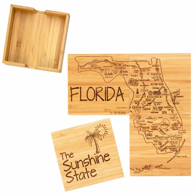 totally-bamboo-4-piece-florida-puzzle-coaster-set-with-case image 1