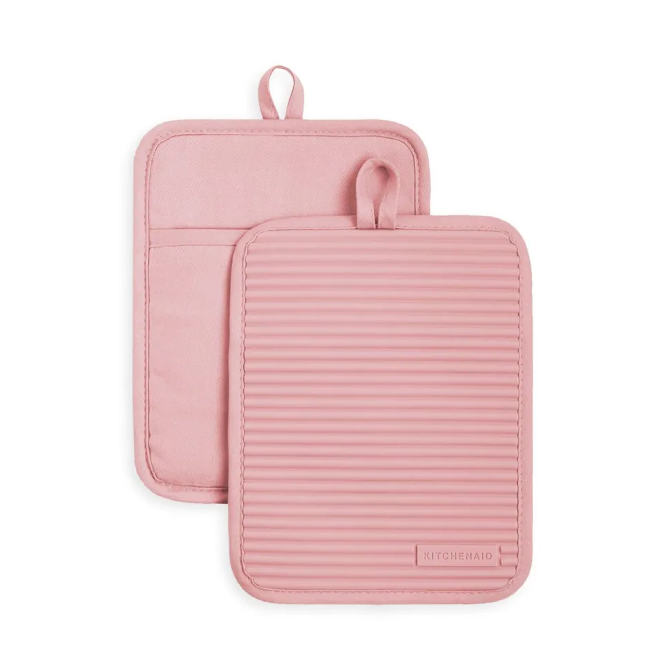 kitchenaid-ribbed-soft-silicone-pot-holder-2-pack-dried-rose image 1