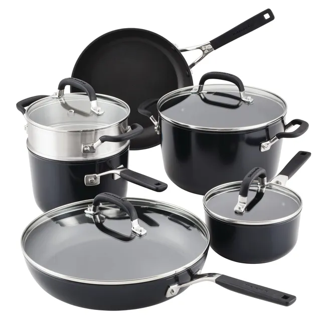 kitchenaid-hard-anodized-nonstick-cookware-10-piece-set-matte-black image 1