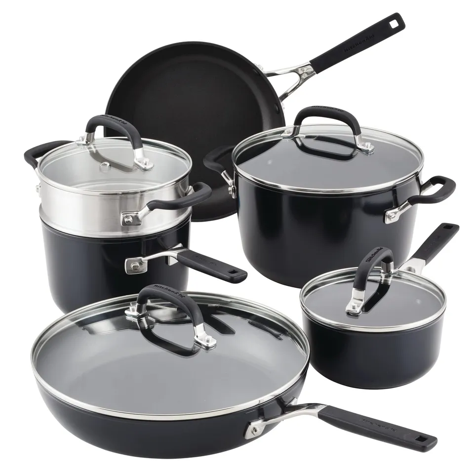 kitchenaid-hard-anodized-nonstick-cookware-10-piece-set-matte-black image 1
