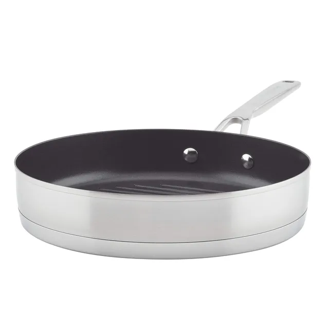 kitchenaid-10-25-inch-3-ply-nonstick-grill-pan-brushed-stainless-steel image 1