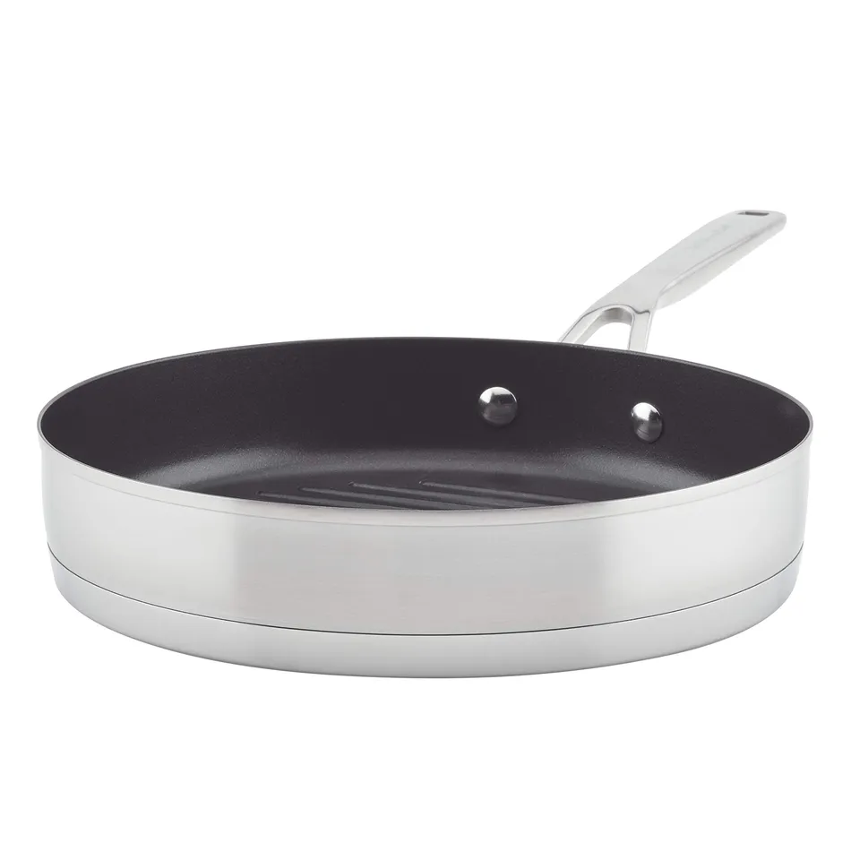 kitchenaid-10-25-inch-3-ply-nonstick-grill-pan-brushed-stainless-steel image 1