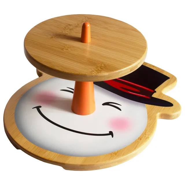 totally-bamboo-snowman-2-tiered-cupcake-stand image 1