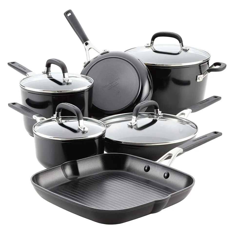 kitchenaid-hard-anodized-nonstick-cookware-set-10-piece-onyx-black image 1