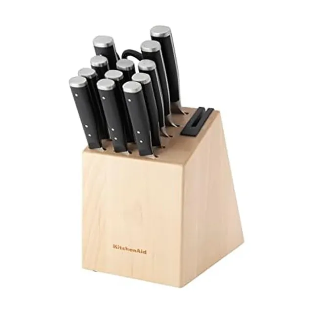 kitchenaid-gourmet-forged-14-piece-knife-block-set-birchwood-with-sharpener image 1