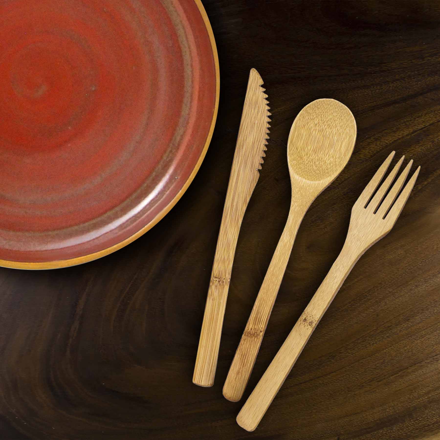 totally-bamboo-3-piece-reusable-bamboo-flatware-set-fork-spoon-knife image 2