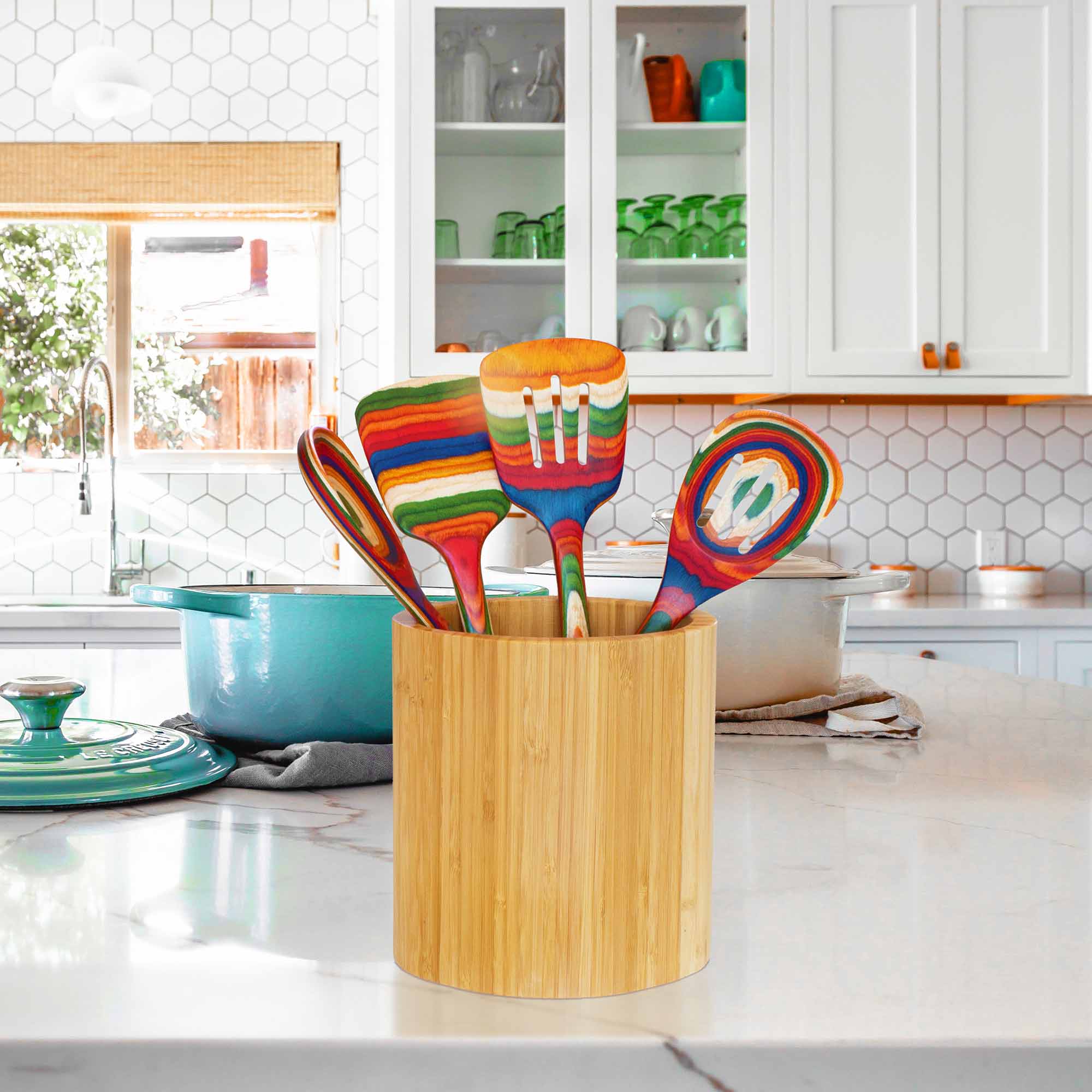 totally-bamboo-oval-shaped-bamboo-kitchen-utensil-holder image 4