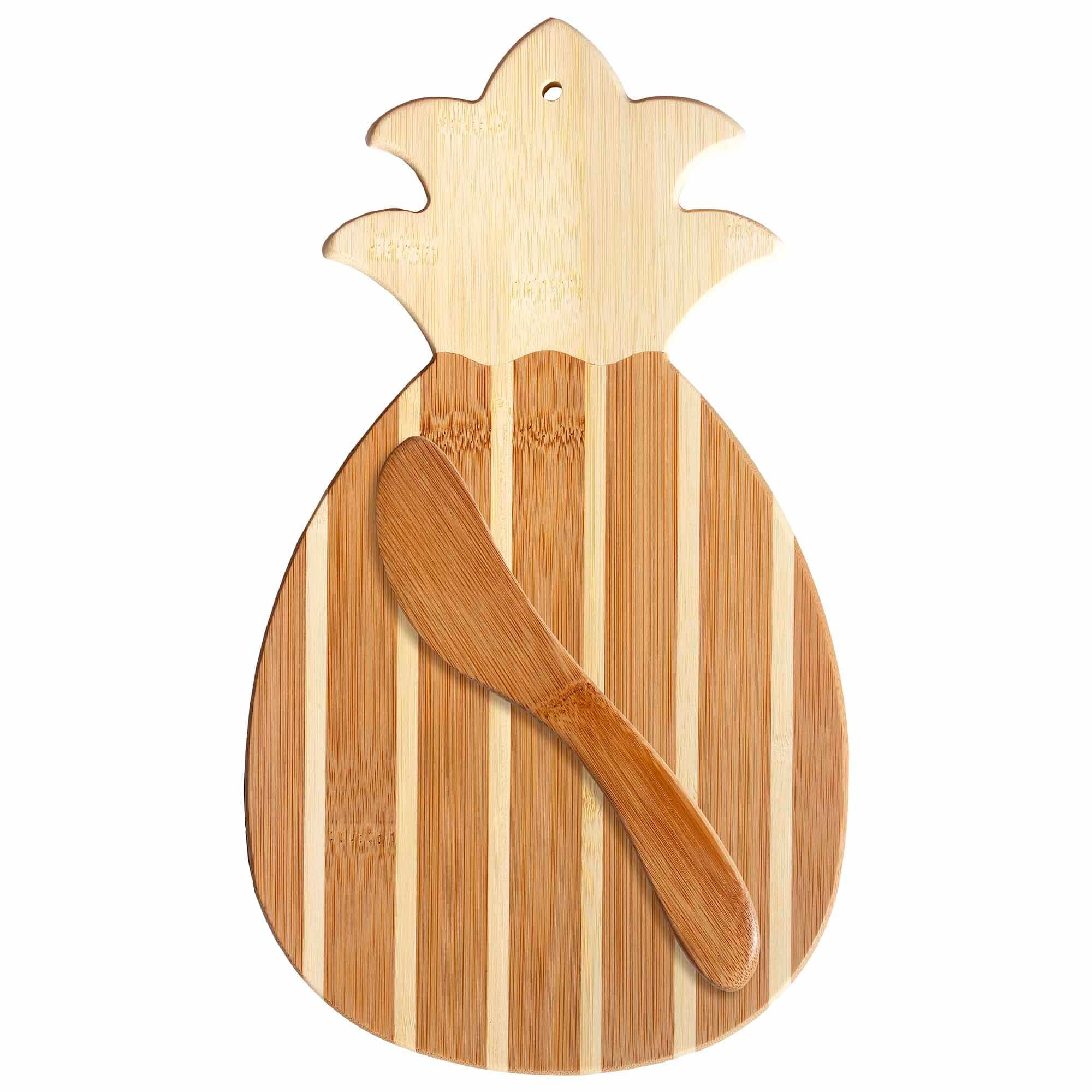 totally-bamboo-pineapple-serving-board-with-spreader-knife-gift-set image 1