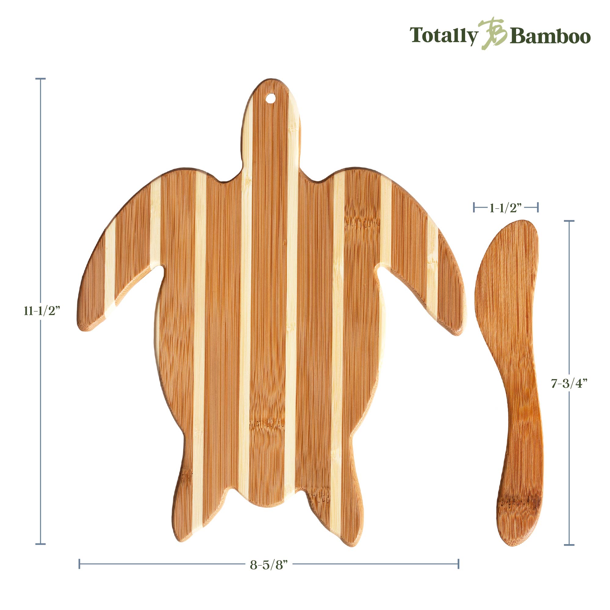 totally-bamboo-sea-turtle-serving-board-with-spreader-knife-gift-set image 6