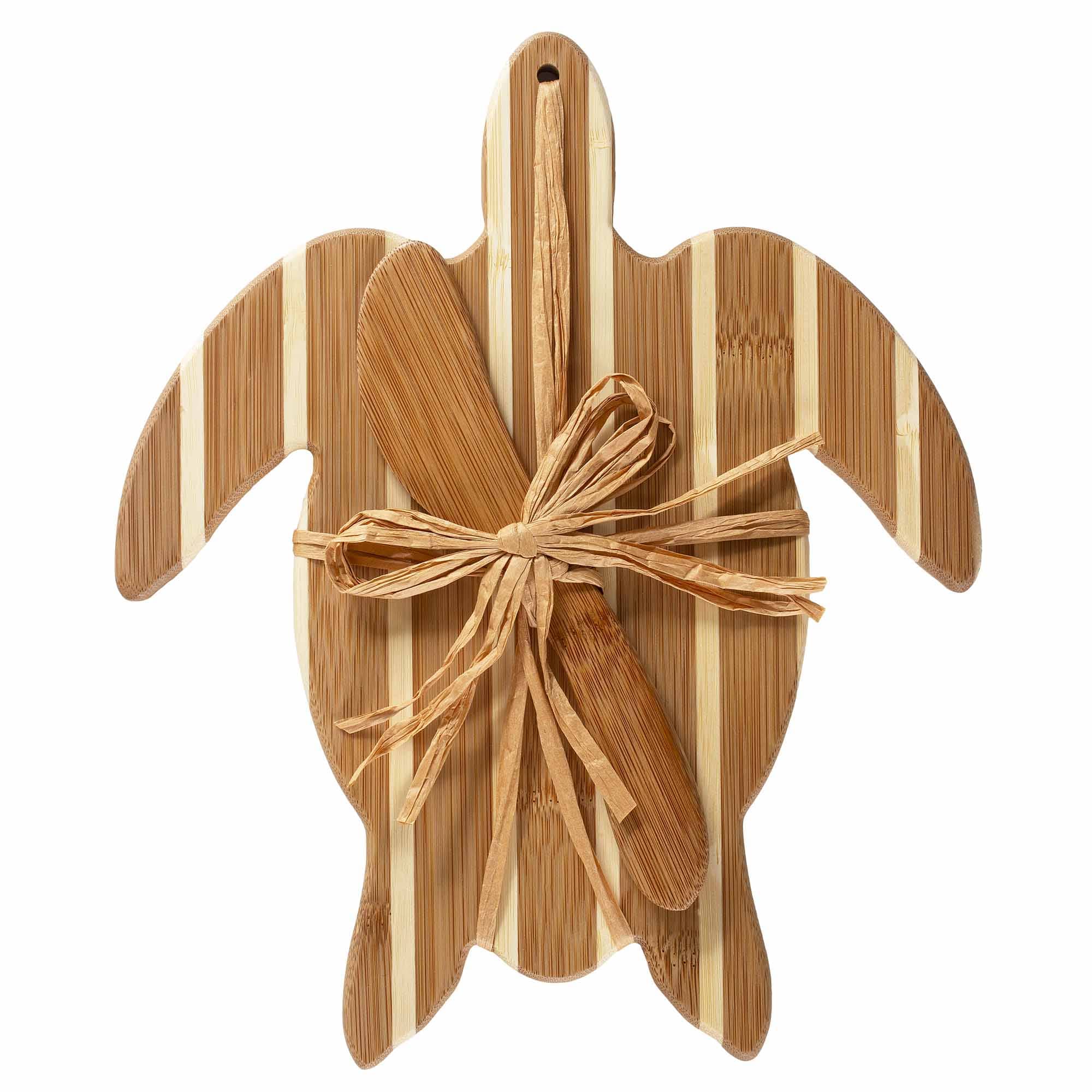 totally-bamboo-sea-turtle-serving-board-with-spreader-knife-gift-set image 3