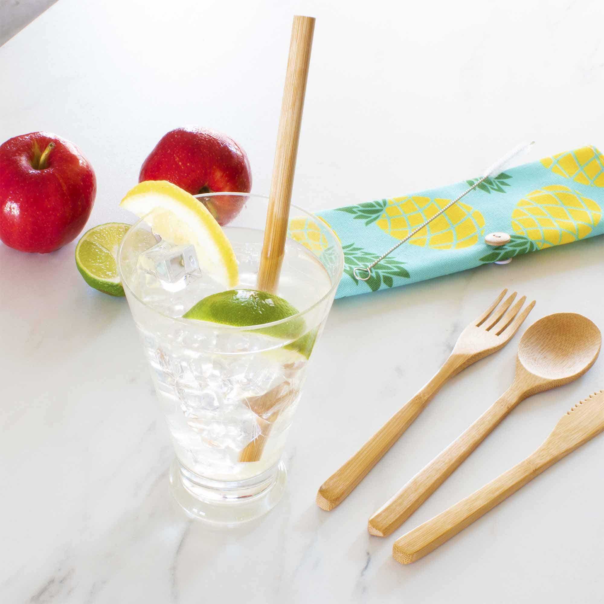totally-bamboo-take-along-reusable-utensil-set-with-pineapple-travel-roll image 3