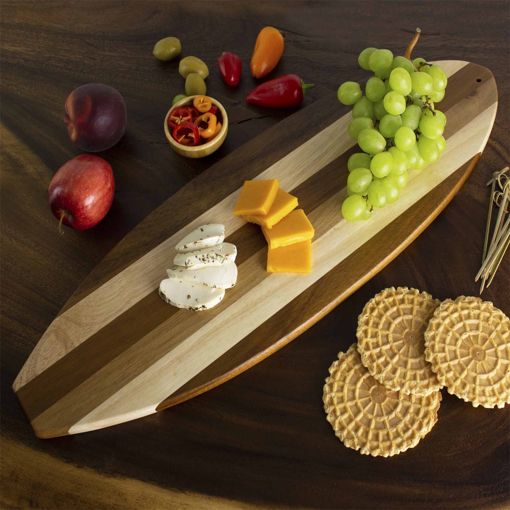 totally-bamboo-rock-branch-shiplap-series-surfboard-shaped-cutting-board image 2
