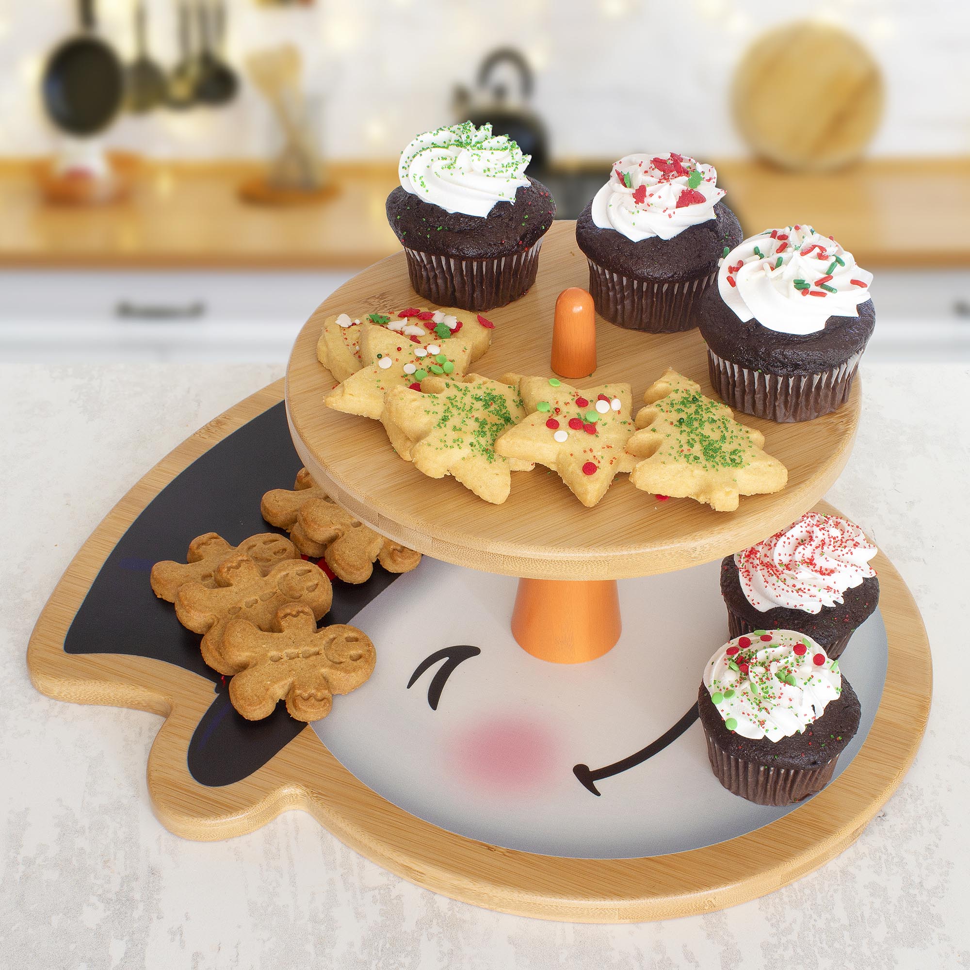 totally-bamboo-snowman-2-tiered-cupcake-stand image 2